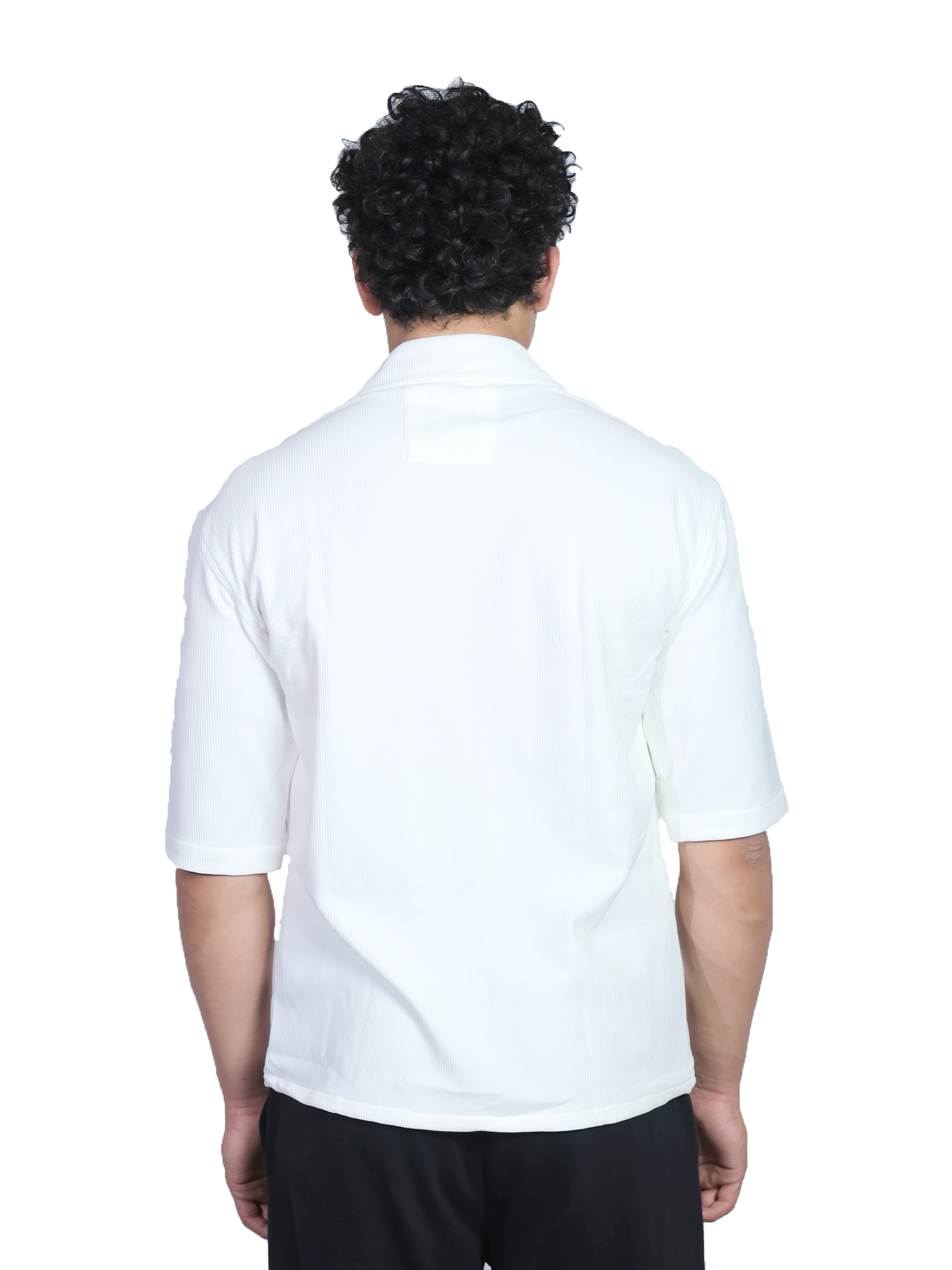 Arctic White Cuban Collar Oversized Shirt