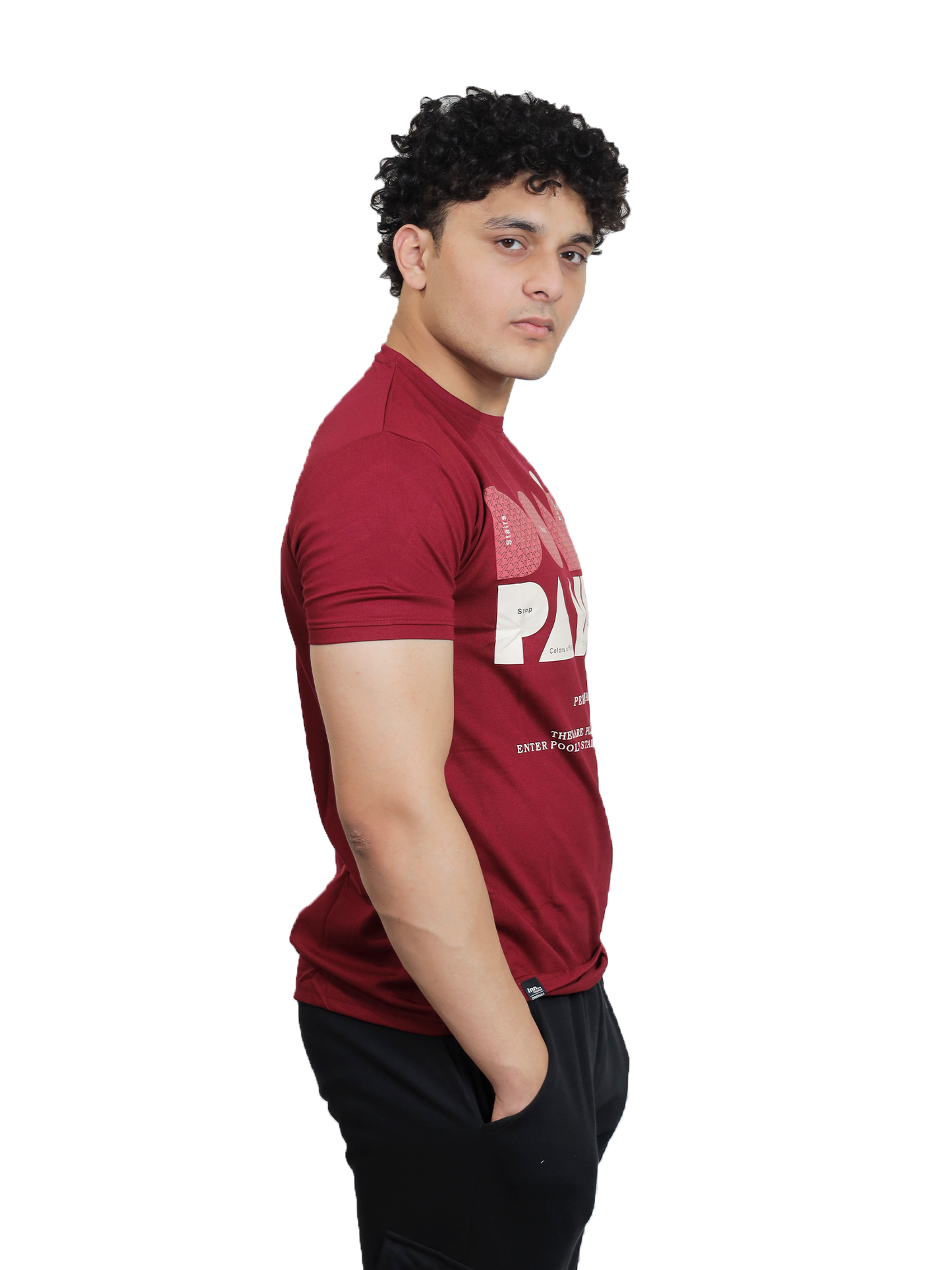 Maroon Safety Message Patterned Graphic Tee