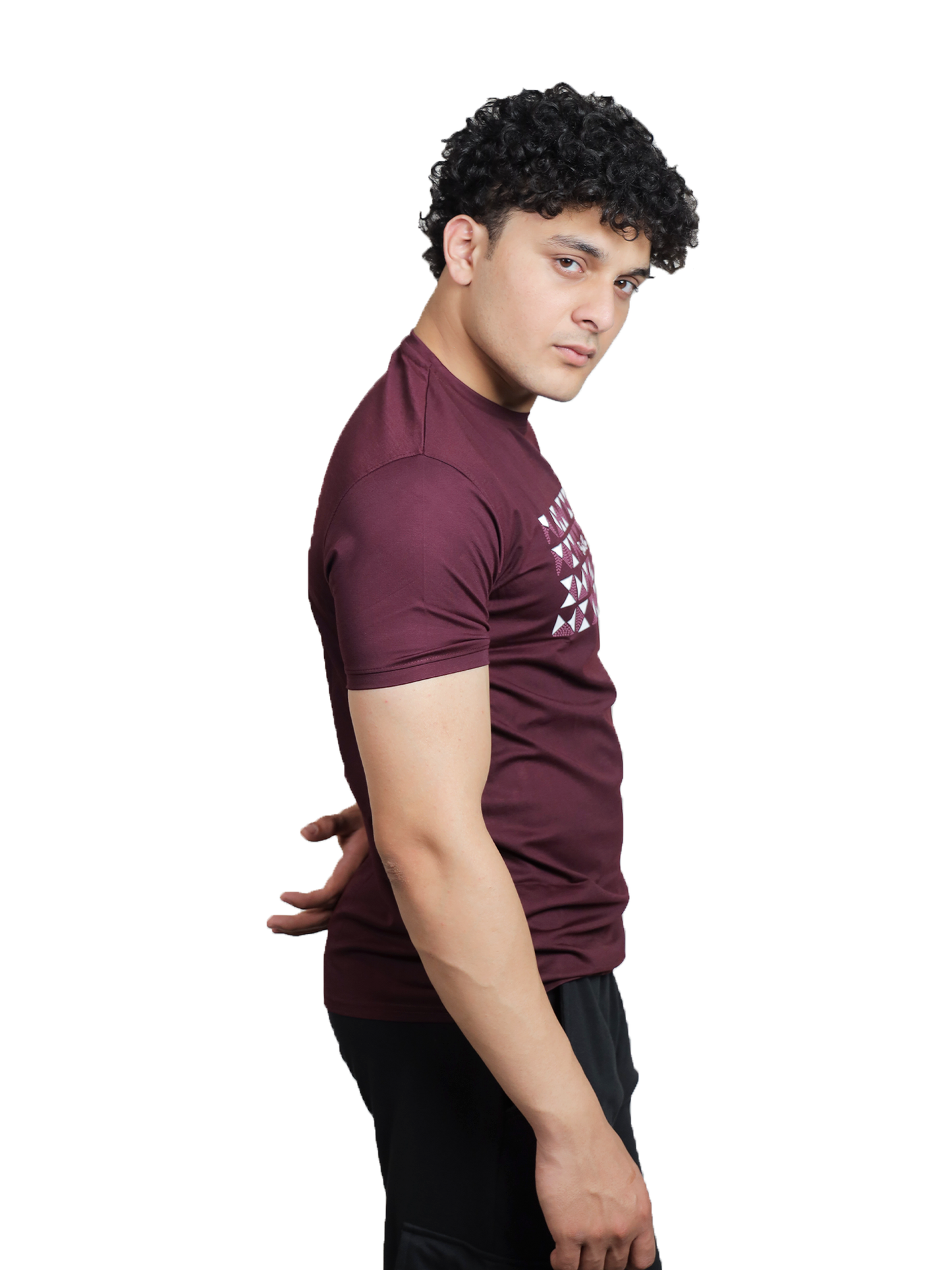 Burgundy Geometric Diamond Graphic Tee