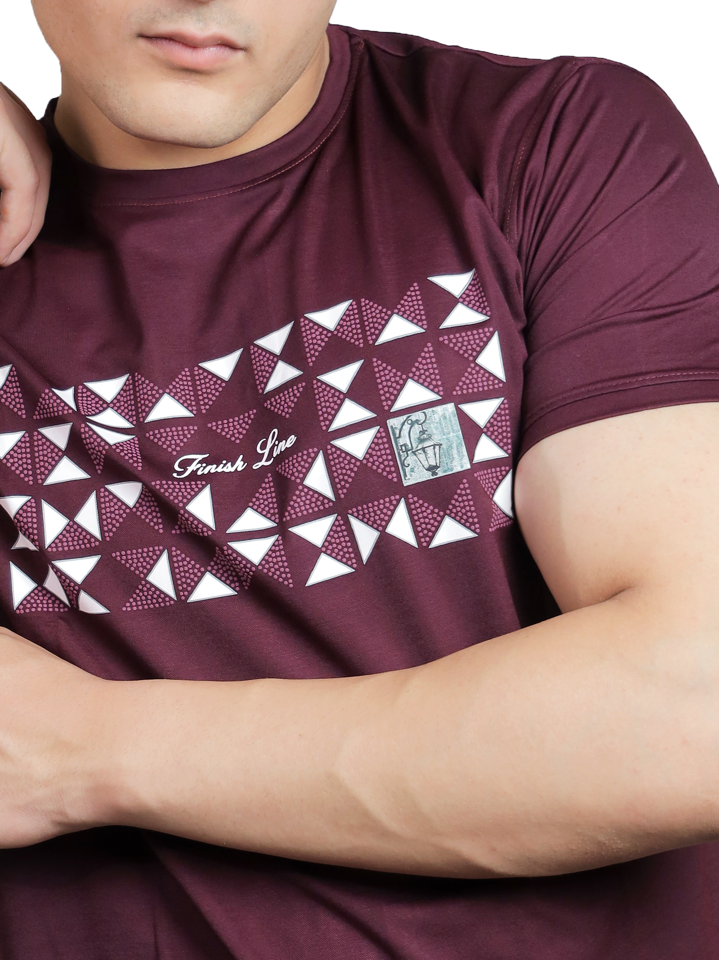 Burgundy Geometric Diamond Graphic Tee