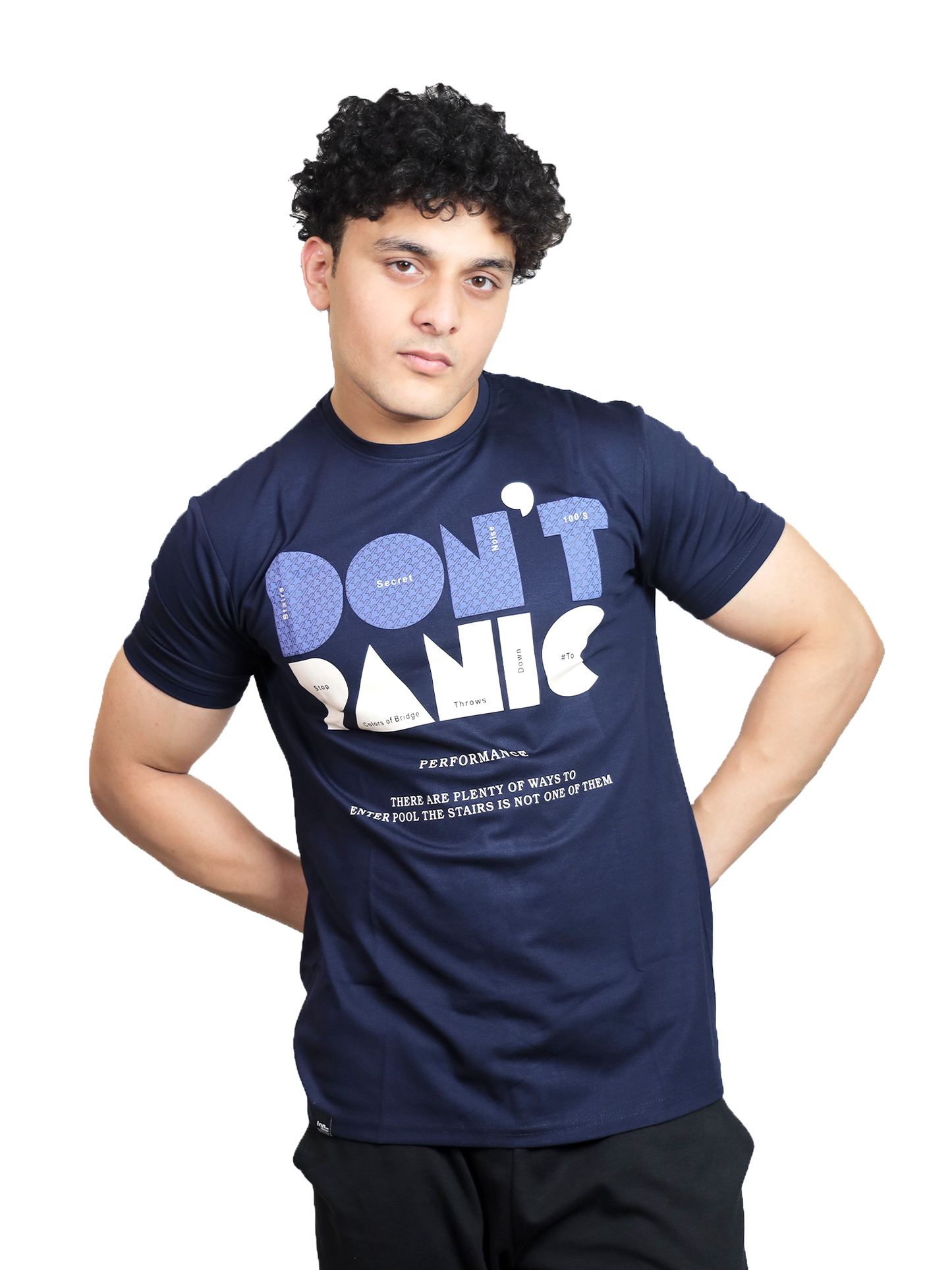 Navy Don't Panic Statement Graphic Tee