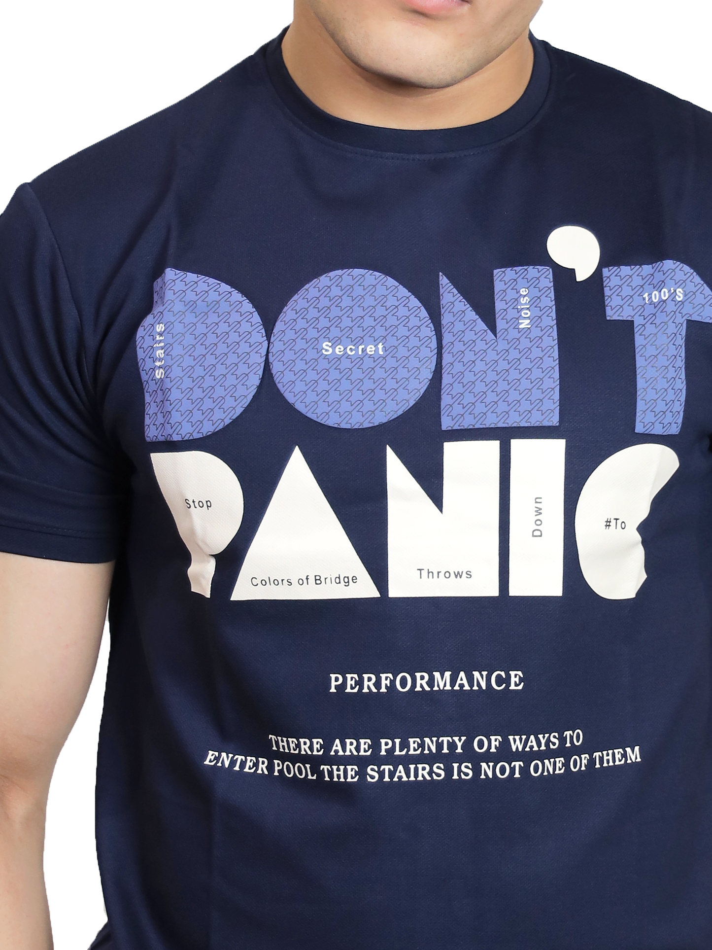 Navy Don't Panic Statement Graphic Tee