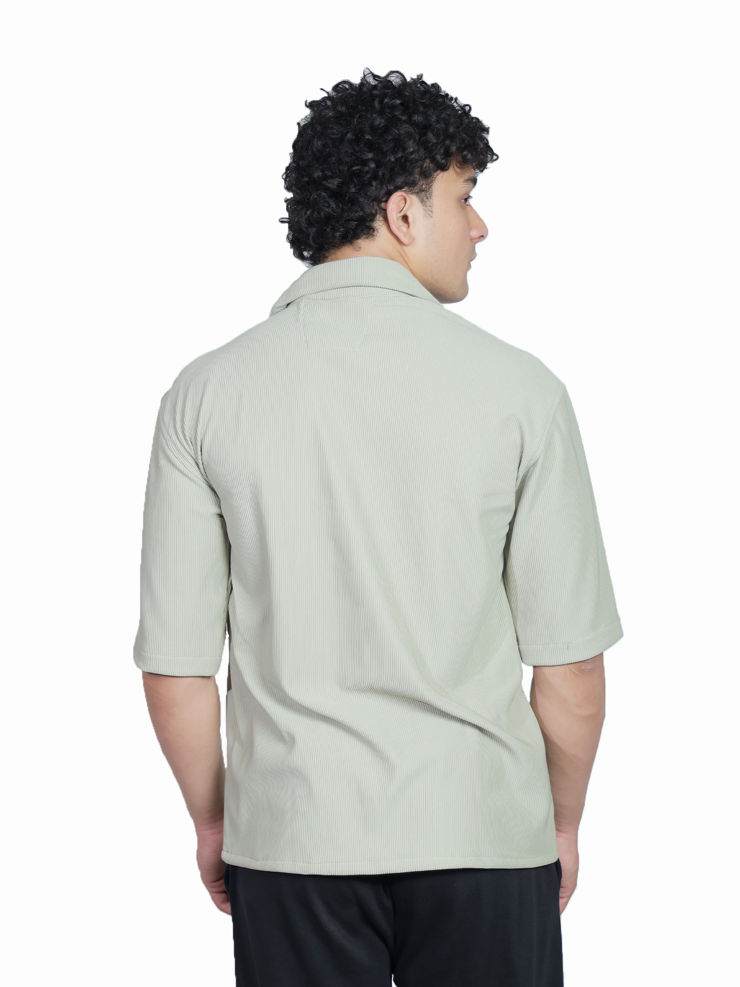 Olive Breeze Cuban Collar Oversized Shirt