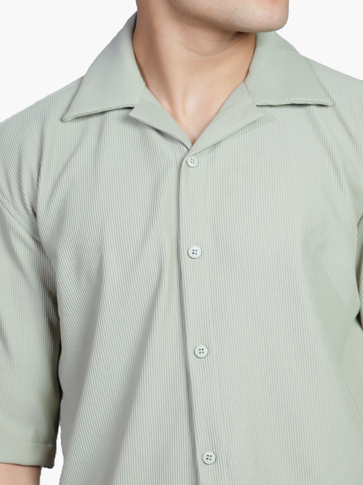 Olive Breeze Cuban Collar Oversized Shirt