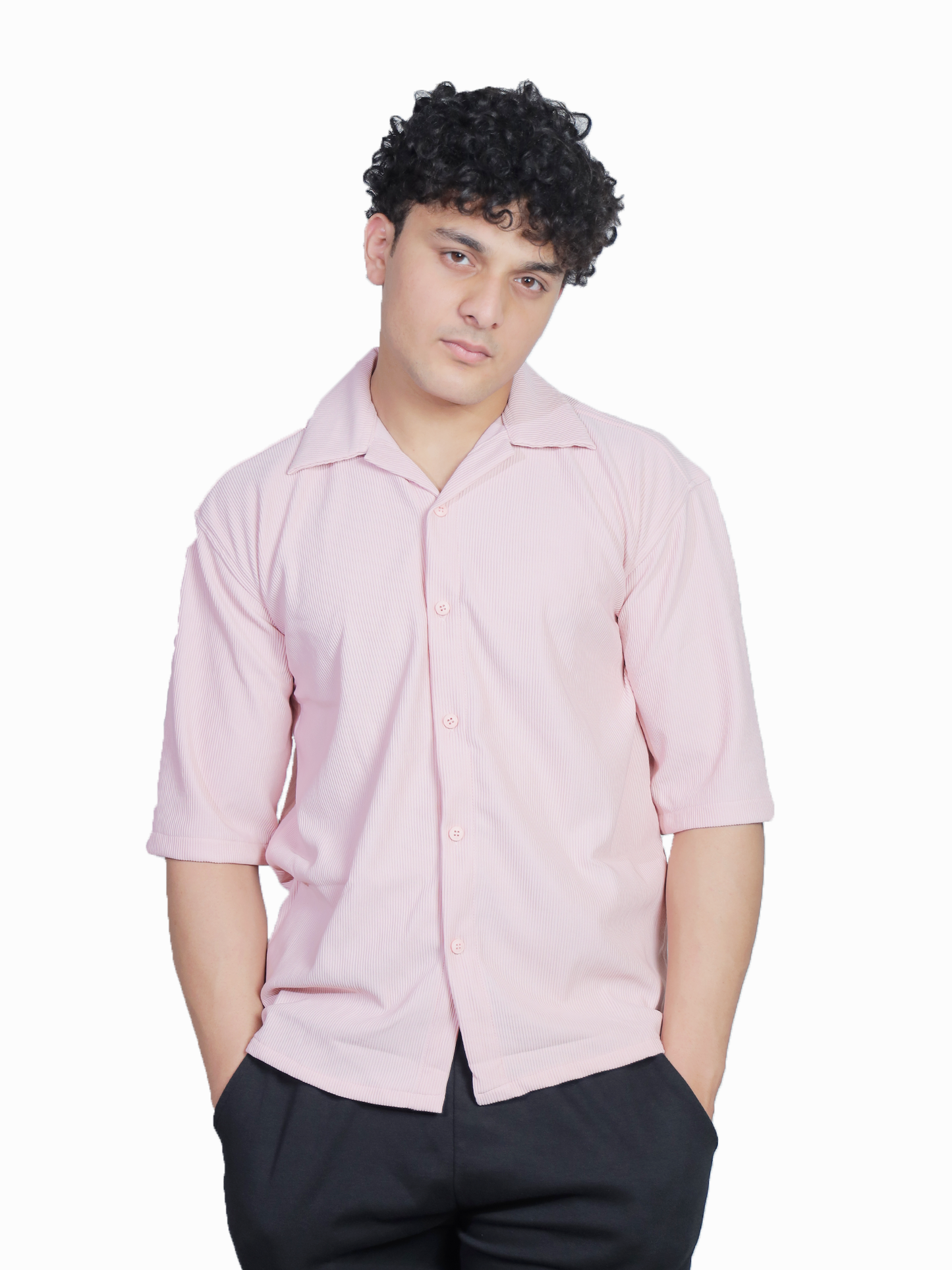 Blush Sunset Cuban Collar Oversized Shirt
