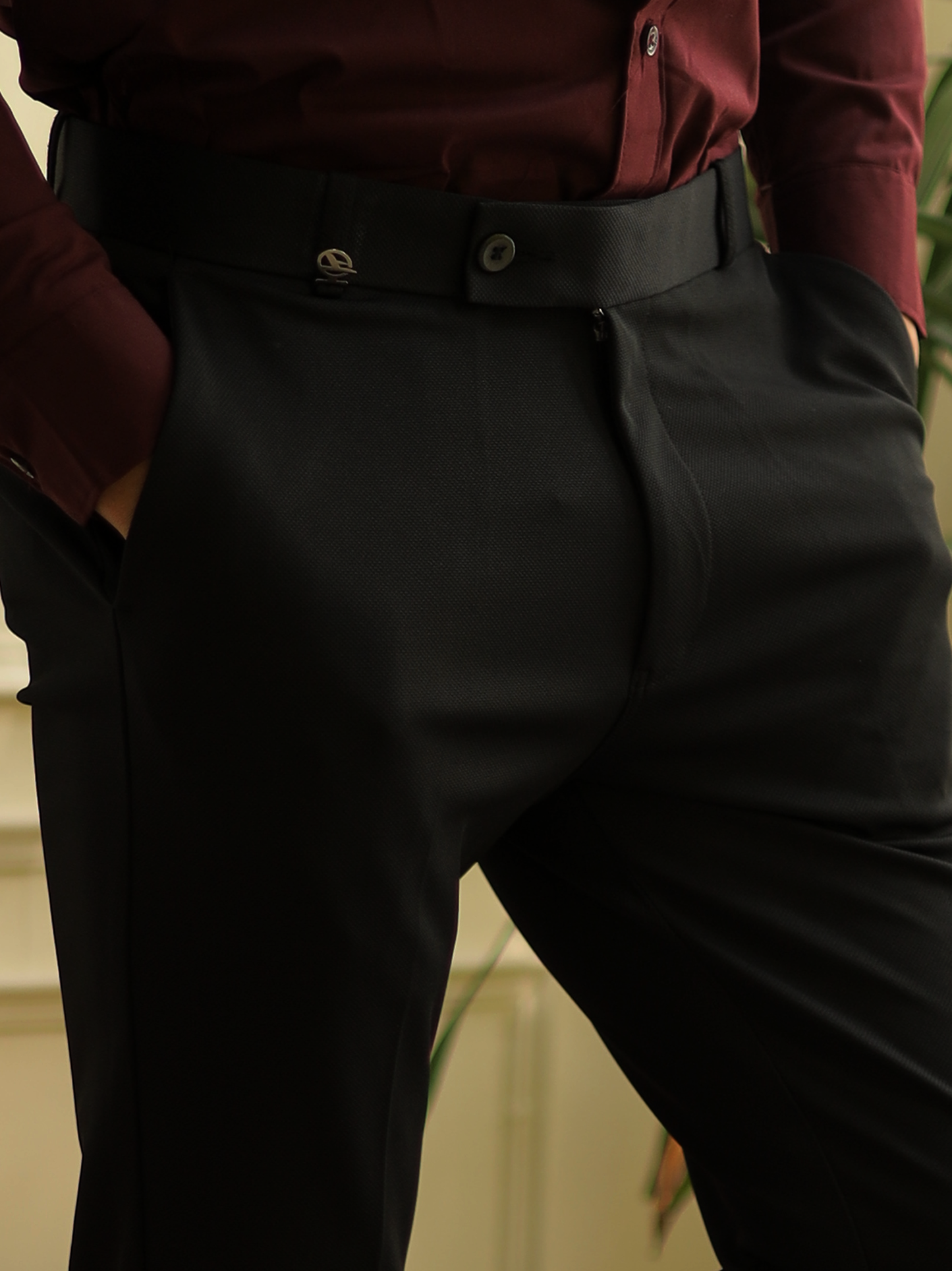 Timeless Black Formal Slim Trousers
