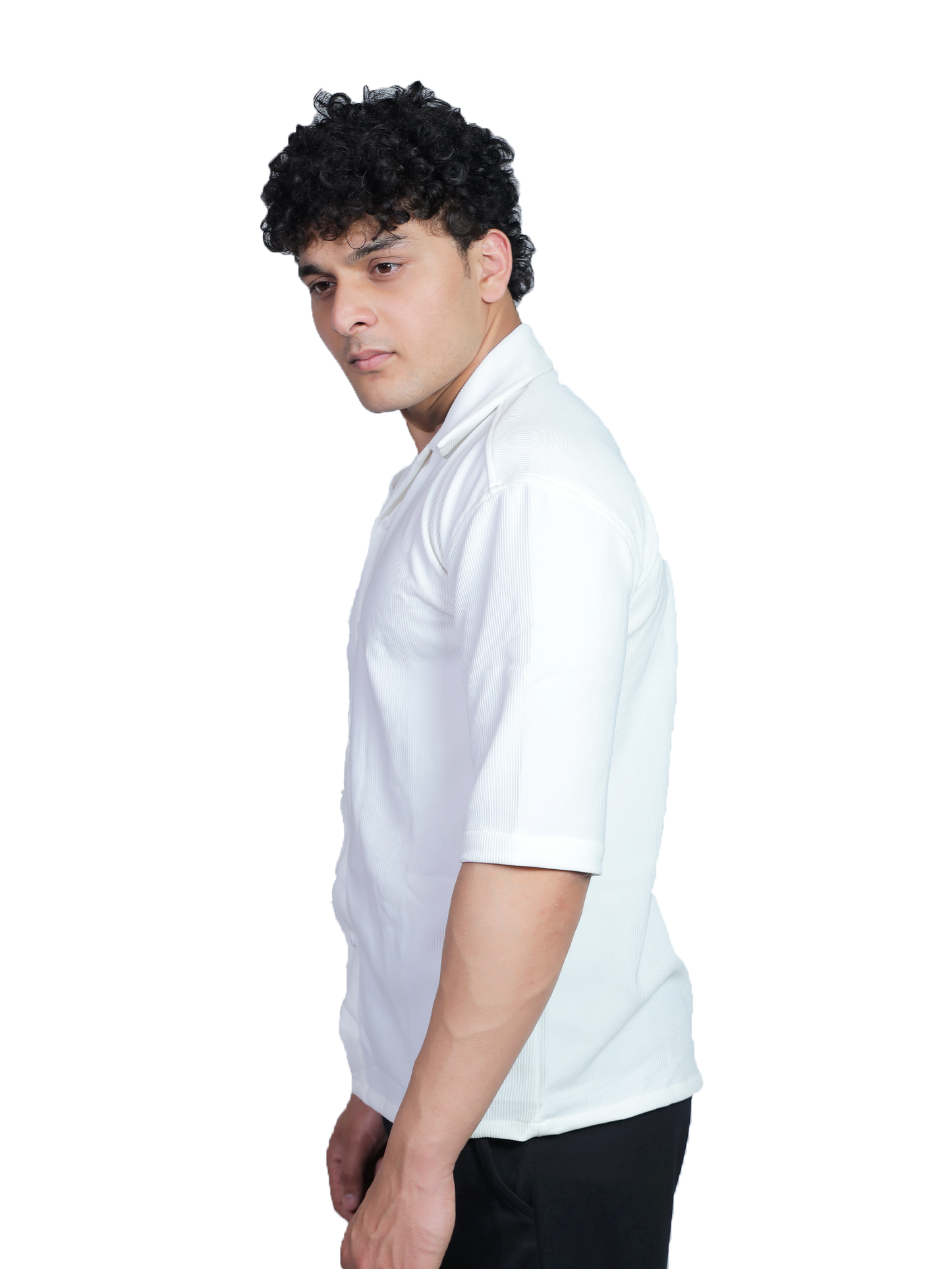 Arctic White Cuban Collar Oversized Shirt