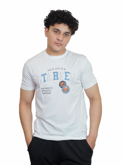 Pure White New Haven Collegiate Badge Graphic Tee