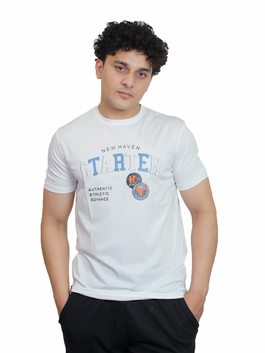 Pure White New Haven Collegiate Badge Graphic Tee