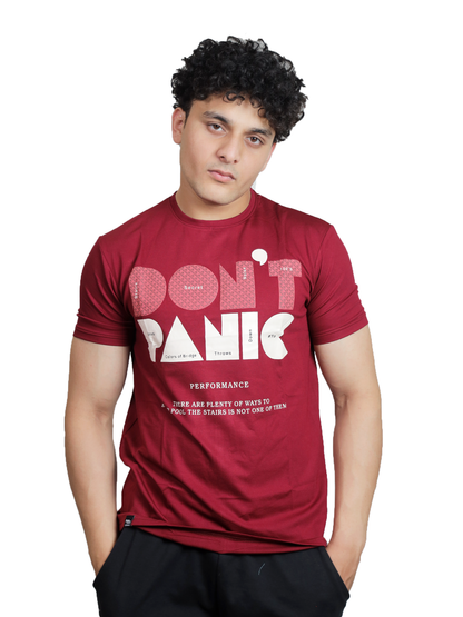 Maroon Safety Message Patterned Graphic Tee