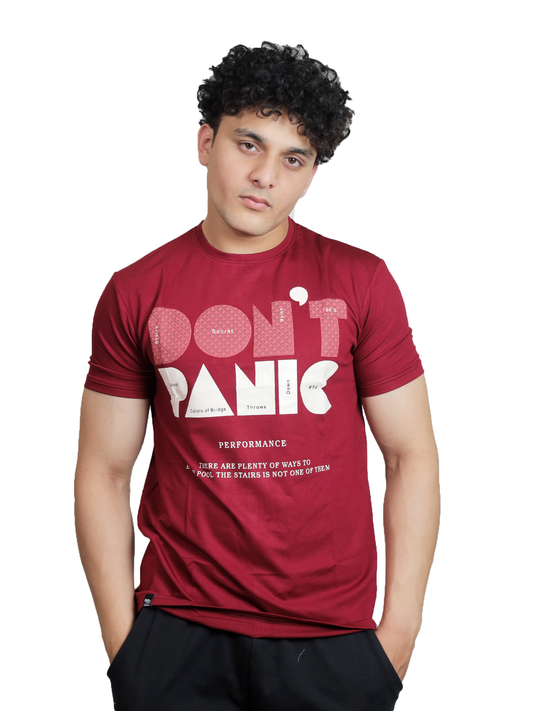 Maroon Safety Message Patterned Graphic Tee