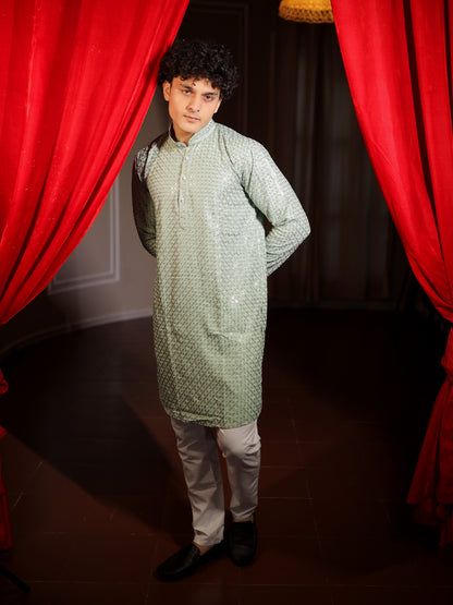 Mint Crystal Designer Series Kurta Pajama