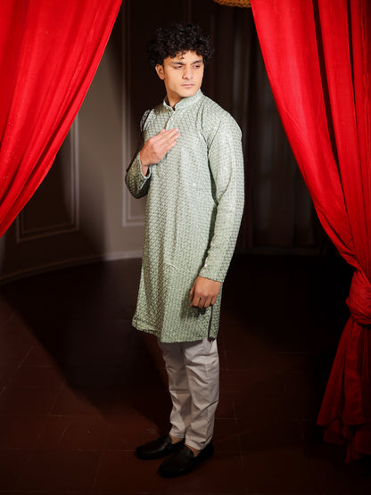 Mint Crystal Designer Series Kurta Pajama