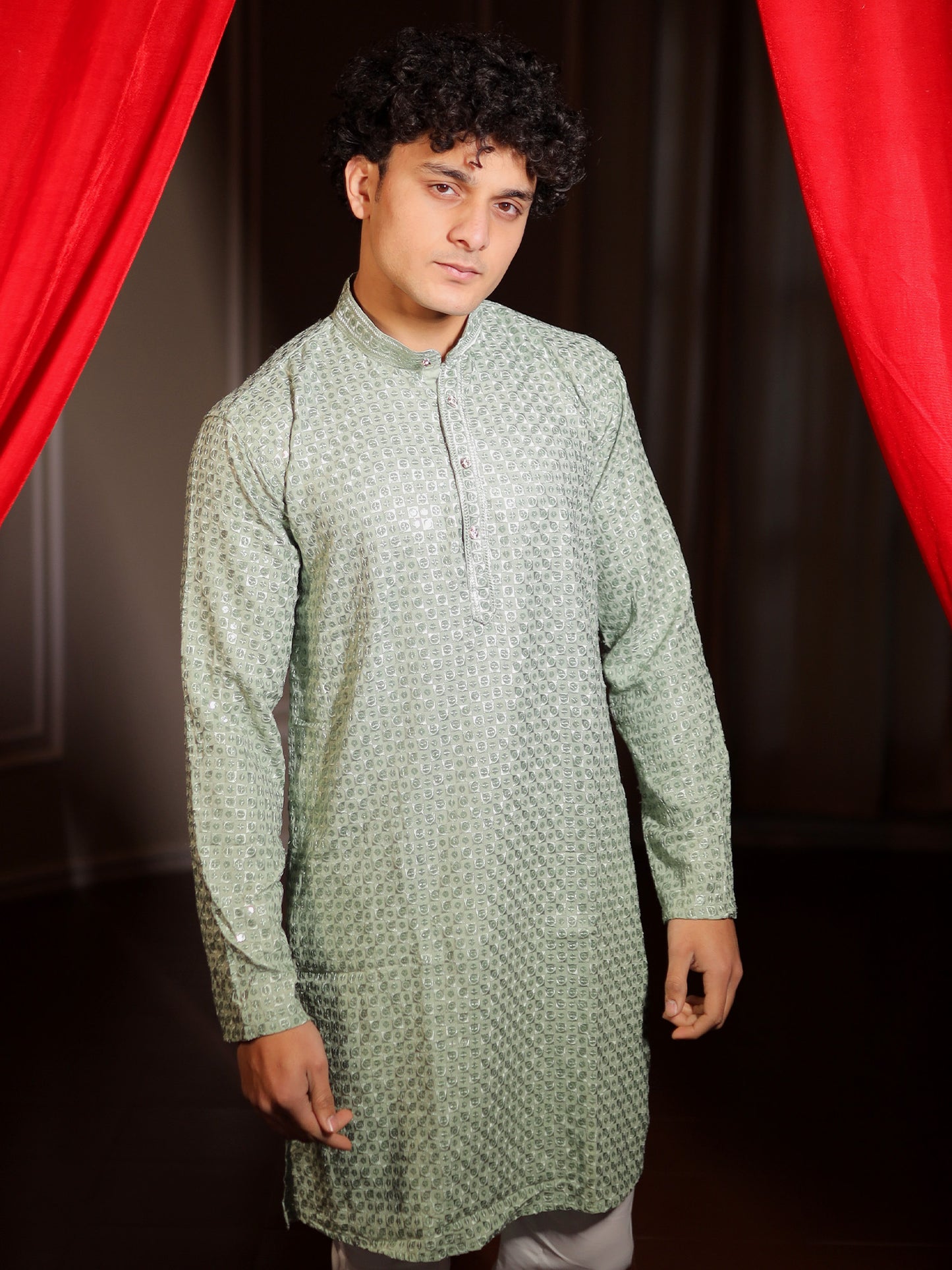 Mint Crystal Designer Series Kurta Pajama