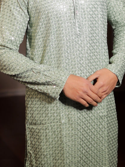 Mint Crystal Designer Series Kurta Pajama