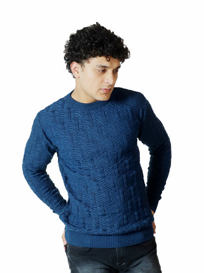 Azure Chevron Terrain Sweater