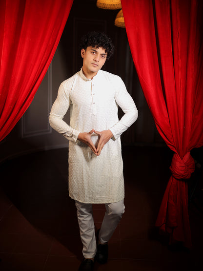 Pearl White Pure Elegance Kurta Pajama