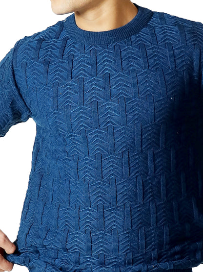 Azure Chevron Terrain Sweater