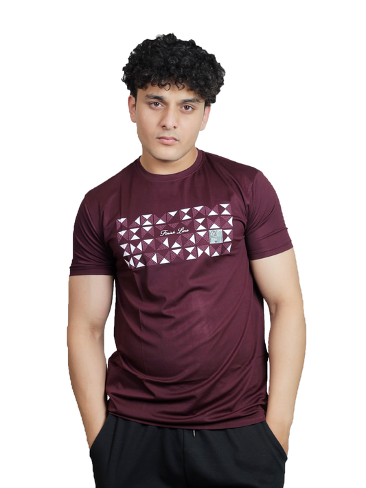Burgundy Geometric Diamond Graphic Tee