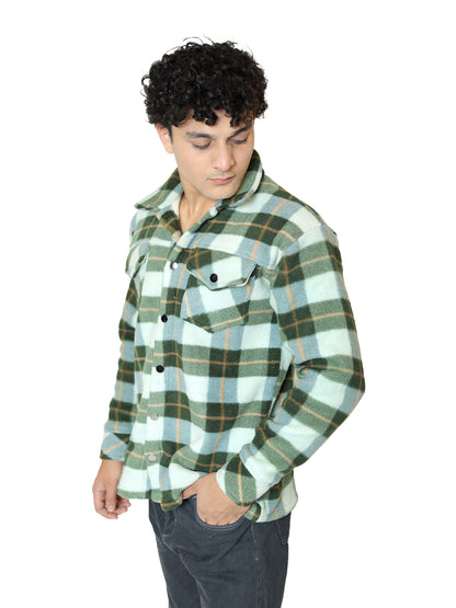 Mint Green Plaid Flannel Shacket