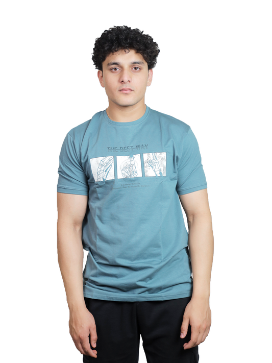 Turquoise Best Way Illustrated Graphic Tee